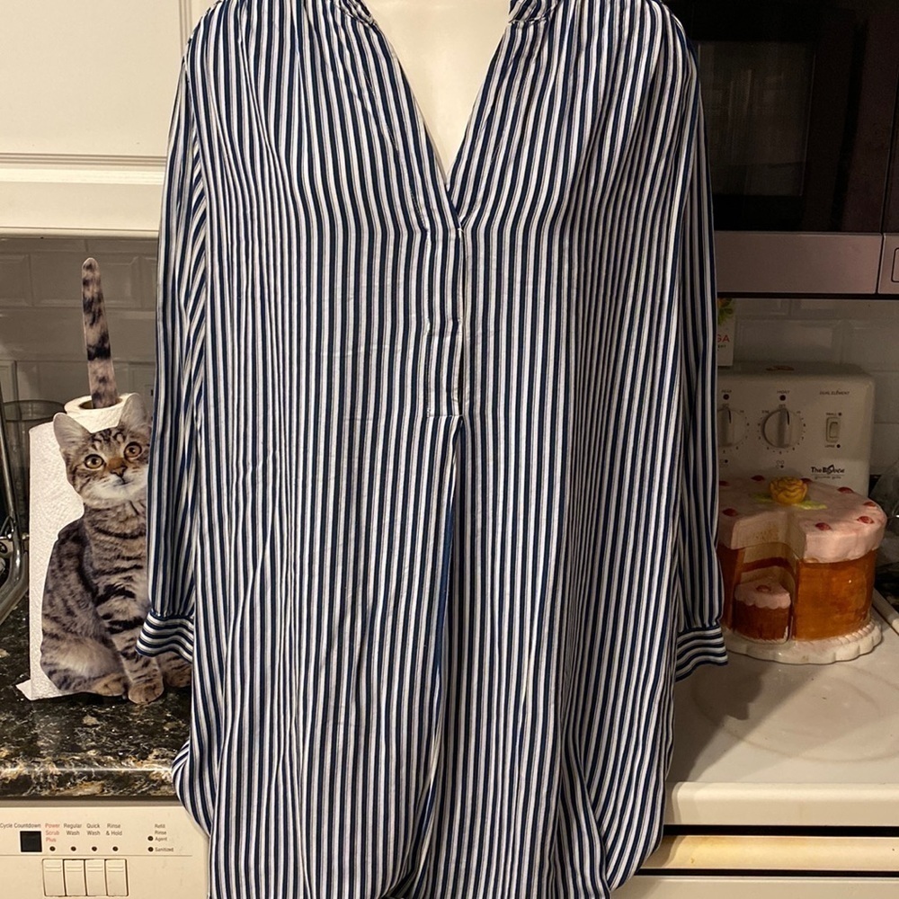 c womens H& M casual blue stripe long sleeve plus size top size 20